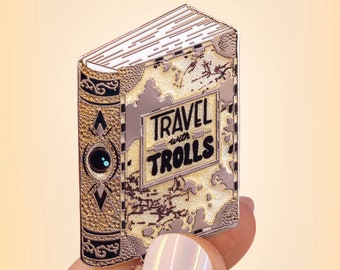 Travel with trolls book pin LIMITED EDITION | magical trolls magic school statement brooch |magic enamel pin | wizardry enamel pin collector