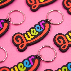 Queer PVC keychain | LGBTQ+ rainbow queer colorful keychain | Pride Month, LBGTQ, Gay, Lesbian, Trans, Queer, Non Binary, Bisexual