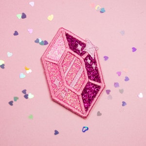 Gem glitter embroidered patches glittery video game crystal patches rupee gamer cute kawaii shiny patch legend gamer jacket accessory image 8