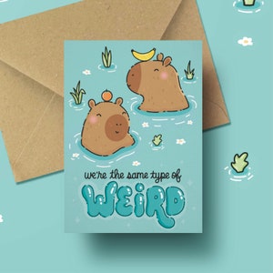 Cartolina dell'amicizia di Capibara / strani migliori amici migliori amici biglietto di auguri divertente in inglese / BFF all'interno scherzo strano amico biglietto divertente per lei