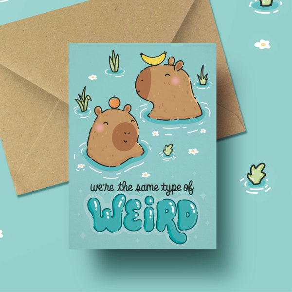 Capybara friendship postcard | weird best friends besties funny greeting card in english | BFF inside joke odd friend funny card her for him
