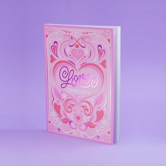Love potions & spells A6 blank notebook | sketchbook notebook gold detailed journal |A5 journaling sketching pastel magical mystical lover