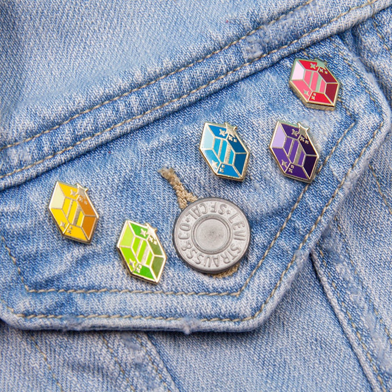 Mini épingles gemme Adorables mini épingles en émail avec diamants multicolores pour gamer en cristal épinglette argent goujons de remplissage style lanière image 4