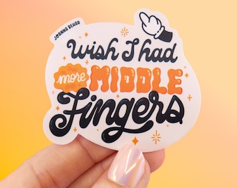 Ich wünschte, ich hätte mehr Mittelfinger Vinyl Sticker | Comic niedliche Aufkleber, Laptop, Journal, Planer, bujo, Handyhülle, Wasserflasche