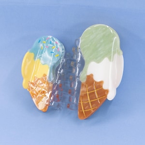 Cute Ice Cream Hair Claw Clip | Adorable Dessert Acetate Accessory for Summer sugar Hairstyles Kawaii image 3