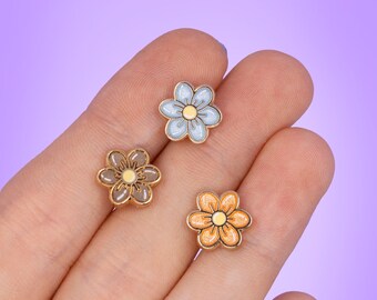Spring Flowers pin Set | cute mini floral set brooch | glittery nature pin brooch | kawai tiny color daisy pin | flower lover board filler