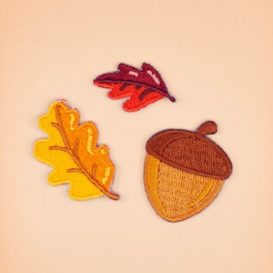 Herbst Blätter Aufnäher Set | Niedliche Herbst Gestickte Aufnäher für Jacken | Ahorn Naturliebhaber Flair | Rote & orangefarbene Blatt-Designs
