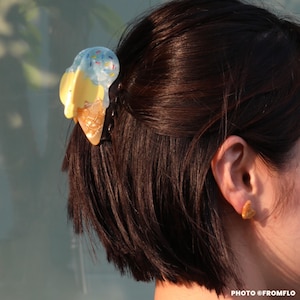 Cute Ice Cream Hair Claw Clip | Adorable Dessert Acetate Accessory for Summer sugar Hairstyles Kawaii image 11