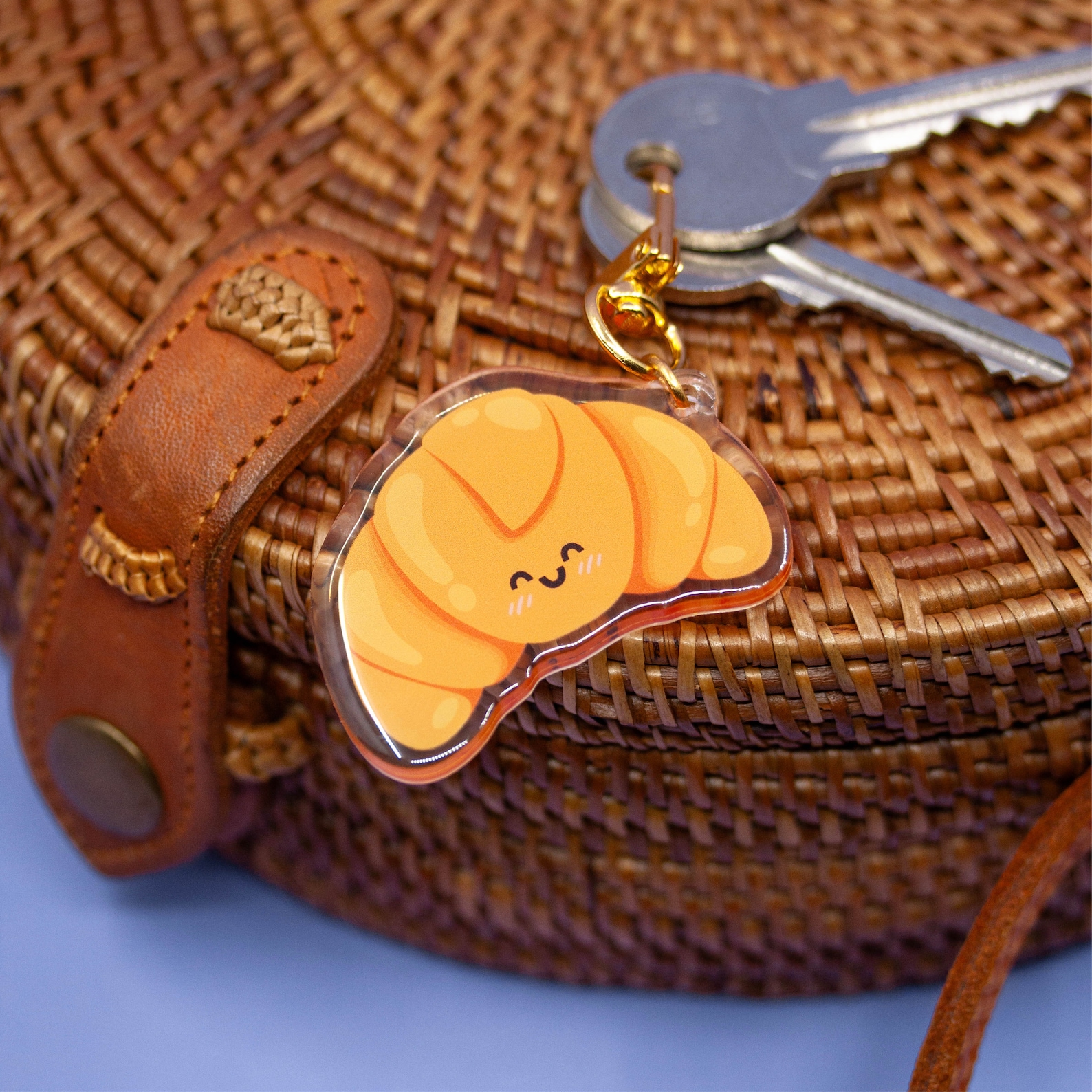 Paris Kawaii Croissant Acrylic Keychain,illustration Bakery Parisian ...