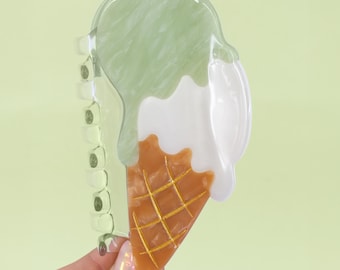 Matcha pistachio Ice Cream Hair Claw Clip | Dessert Acetate Accessory Summer sugar Kawaii hairstyle