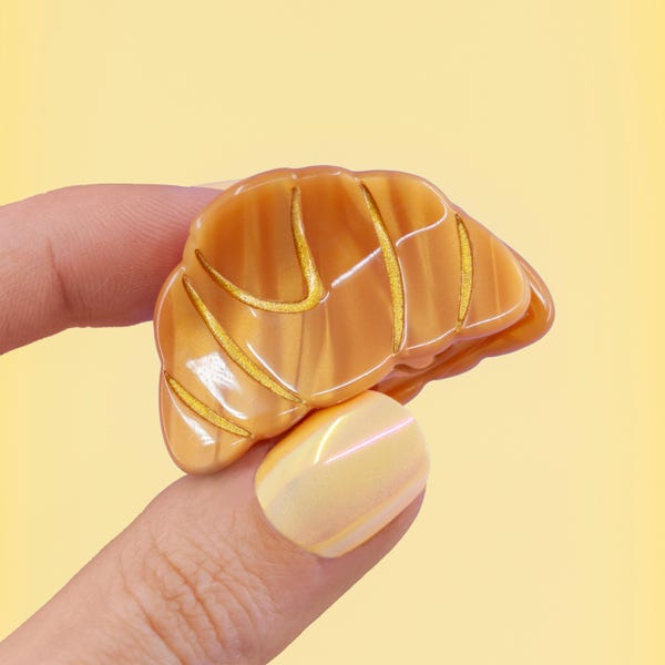 Franse botercroissant haarminiclip | kawaii Frans accessoire voor gebak | Parijse viennoiserie-speldje