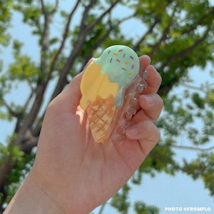 Cute Ice Cream Hair Claw Clip | Adorable Dessert Acetate Accessory for Summer sugar Hairstyles Kawaii image 12
