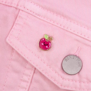 Extra mini cherry pin kawaii chilling fruit summer enamel pin gold sweet jacket bag accessory gift for her gift for him cherries image 2