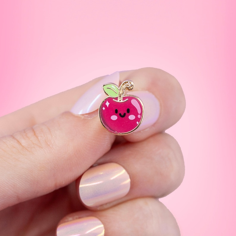 Extra mini cherry pin kawaii chilling fruit summer enamel pin gold sweet jacket bag accessory gift for her gift for him cherries image 1