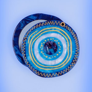 Turkish Evil eye blue pocket mirror | good luck makeup Modern mirror | lucky charm chic luxury accessory