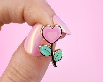 Love heart flower mini pin | cute valentine love broach | shiny emoji pin | jacket flair cute board fillers | BFF emoji cute vibes gift