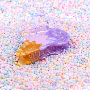 Cute Ice Cream Hair Claw Clip | Adorable Dessert Acetate Accessory for Summer sugar Hairstyles Kawaii image 10