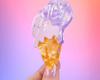 Cute Ice Cream Hair Claw Clip | Adorable Dessert Acetate Accessory for Summer sugar Hairstyles Kawaii