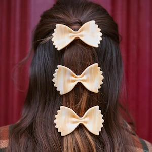 Farfalle pasta hair claw clip french barrette | food hair accessory for her | italy carbs style |la dolce vita pasta hair claw barrette