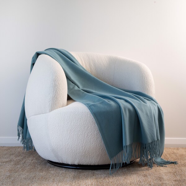 Loom Cashmere Merino Throw - Sea Foam