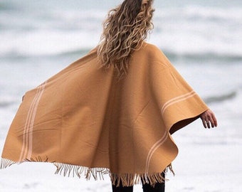 camel colored poncho sweater