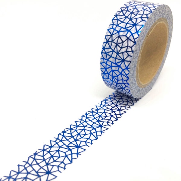 Blue foil crackle geometric washi tape