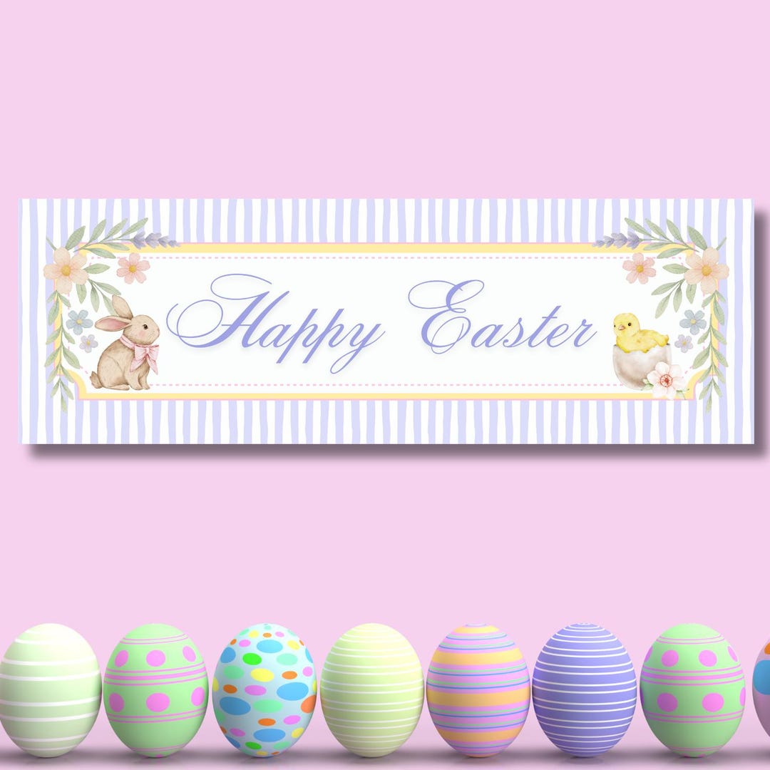 Happy Easter Banner – Printable Easter Party Decor (PNG Download) - Etsy