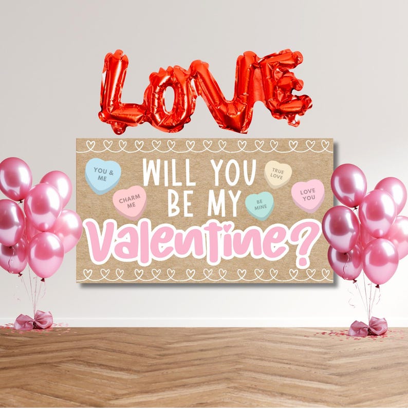 Will You Be My Valentine Banner Template - Etsy