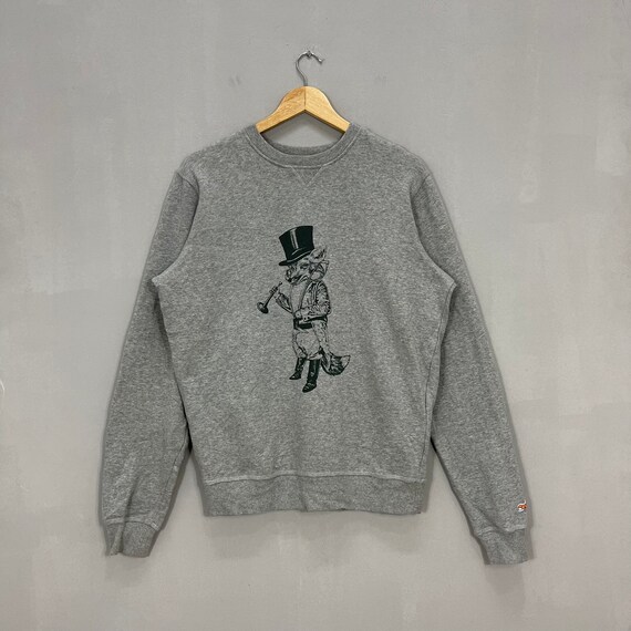 Fox Sweatshirt Size XL Grey Color Print 