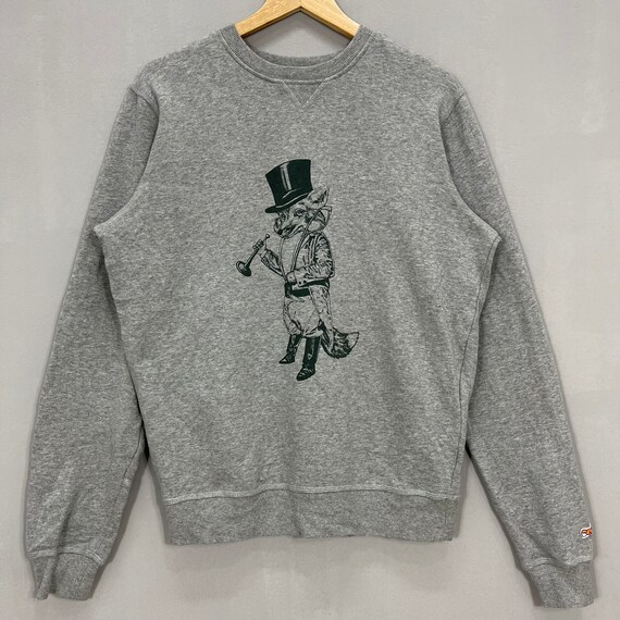 Fox Sweatshirt Size XL Grey Color Print 
