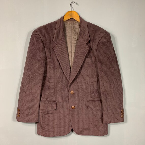 Vintage Womens Velvet Blazer Jacket Coat Outwear Maroon Red Burgundy Smoking Jacket Large L Padded shoulders