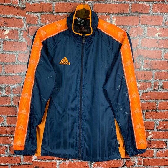 Vintage Adidas Chaqueta Naranja Azul Oscuro 3 Rayas Sport | Etsy España