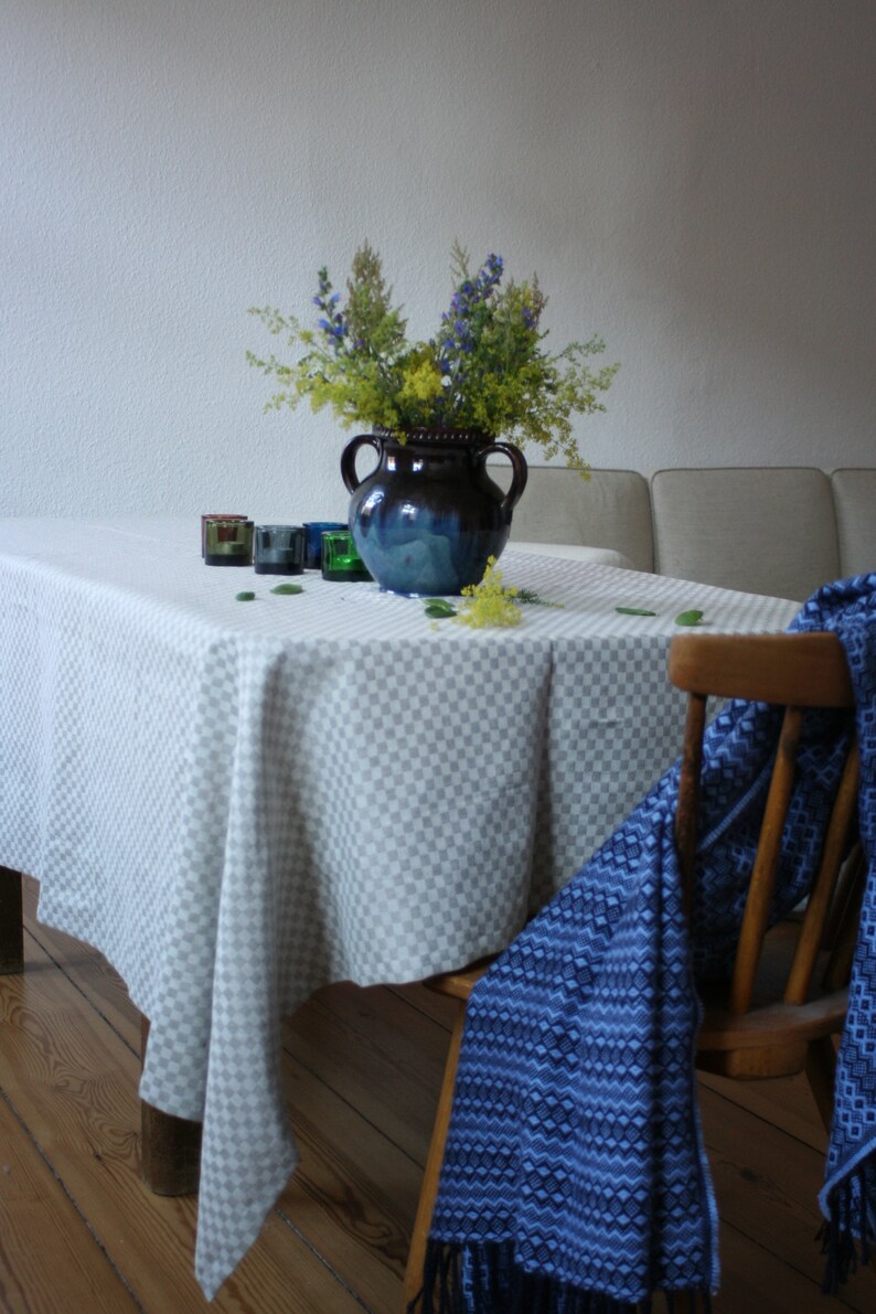 Jaquard 340x150cm XL Tischdecke 100/%Leinen