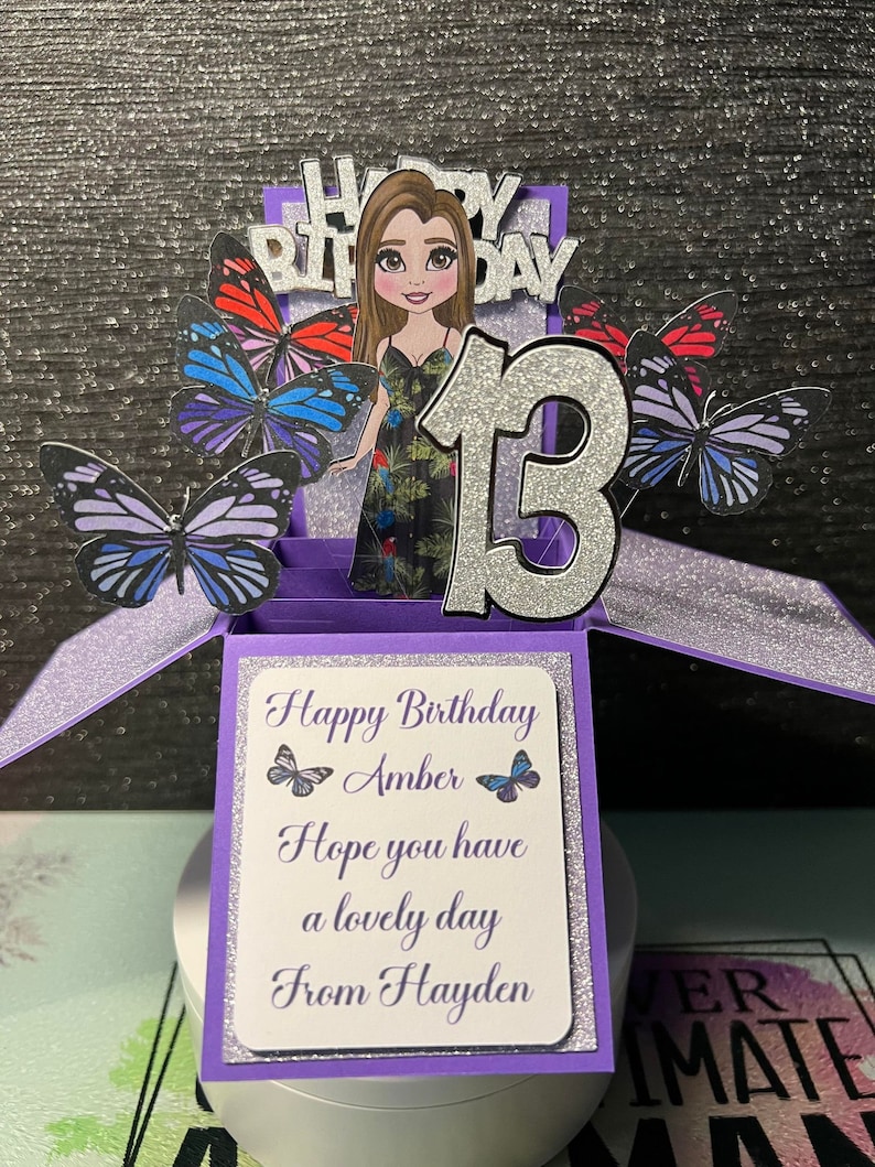 Butterfly Pop up Birthday Card, Personalized Handmade Box Card - Etsy UK