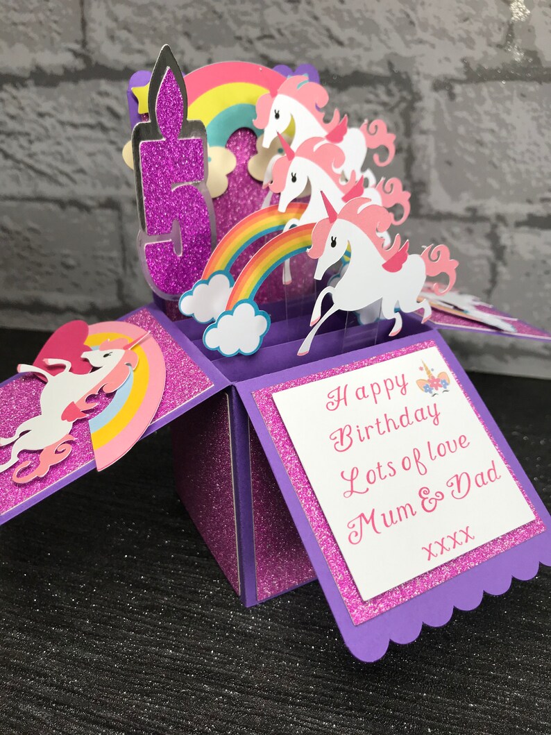 unicorn card birthday card pop up box card unicorns etsy