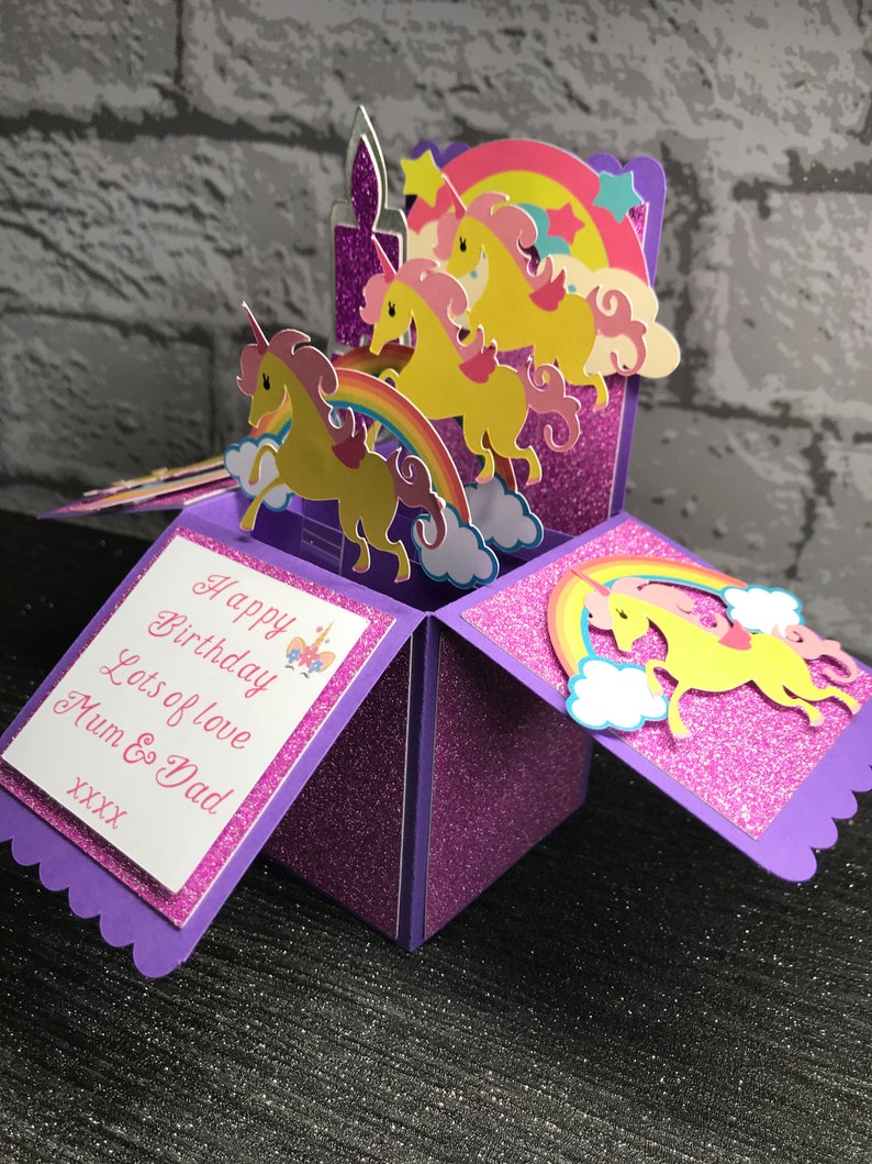 unicorn card birthday card pop up box card unicorns etsy
