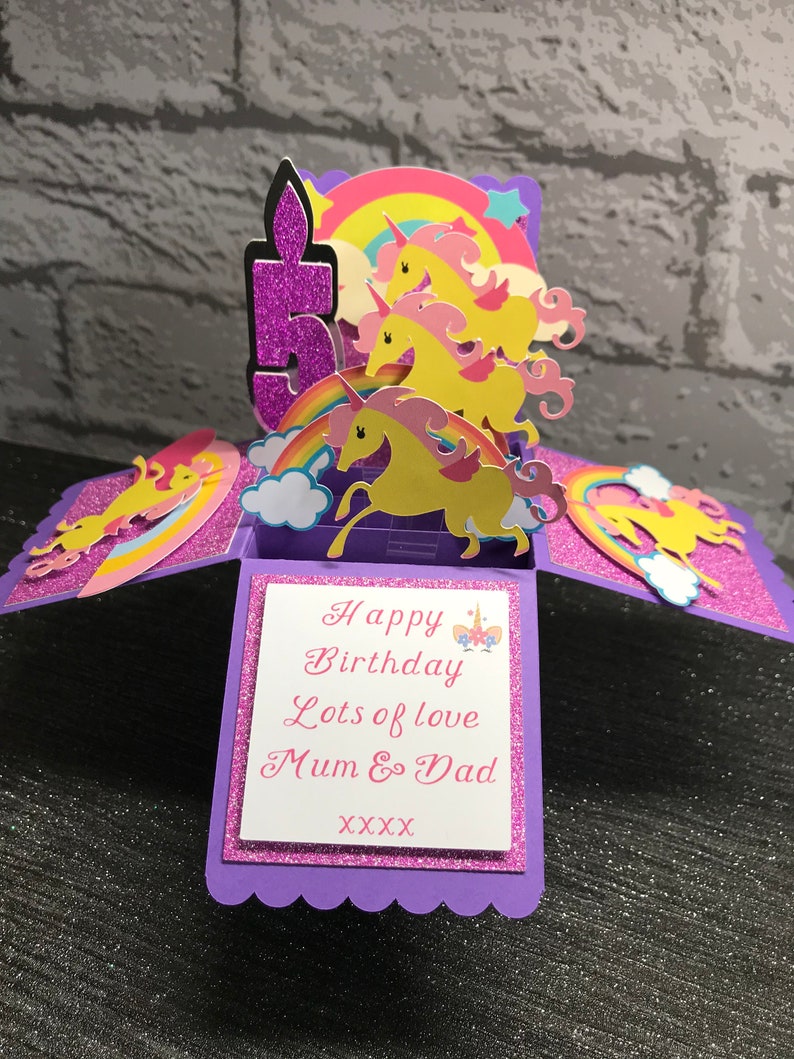 unicorn card birthday card pop up box card unicorns etsy