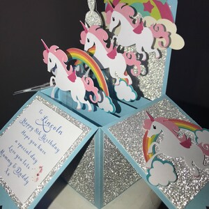 Unicorn Card, Unicorn Birthday Card, 3d Pop up Box Cards, Unicorns ...