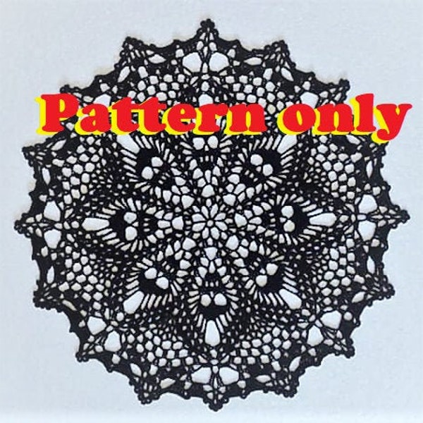 Doily Pattern -The Divine Queen of Skulls Pattern - Words and photos only - No Graphs - PDF Doily PATTERN only