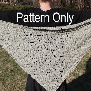 Endora s Shawl -   skull shawl - PDF - Downloadable Pattern - Repeated Skull Shawl - Skulls - Words and photos only - No Graphs