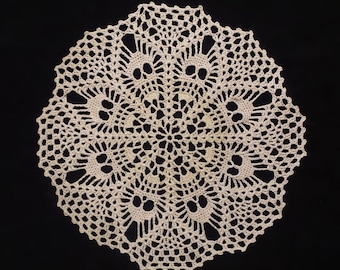 OFF WHITE &lt;&lt; Skull Doily - Crochet Doily - Crochet Lace - Skull Lace Doily - Needle work- Crochet - Skull Lace