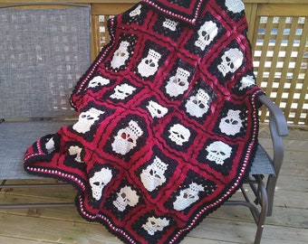 Skull blanket - Crochet Afghan - Afghan  - Crochet blanket - Crochet throw - Skulls