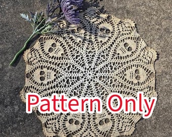 Dark Meadow Skull Doily Pattern - Crochet PDF (English Only)