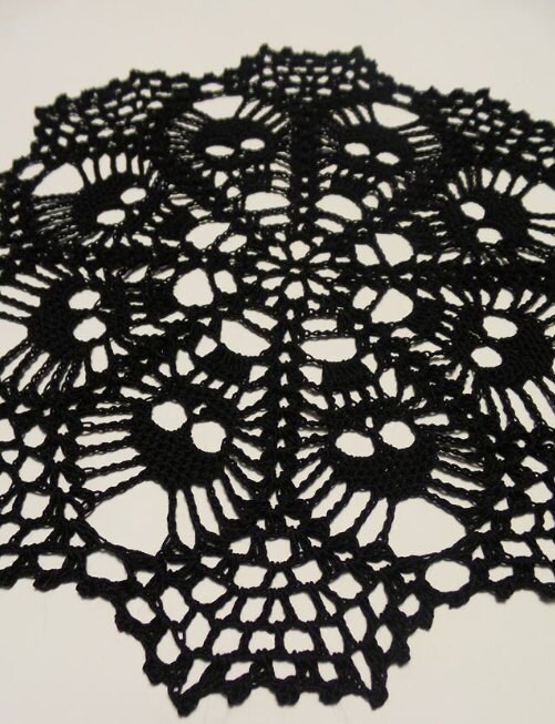 BLACK Skull Doily Crochet Doily Crochet Lace Etsy