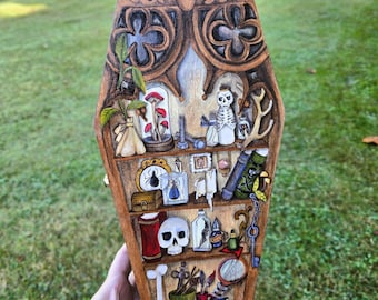 Painted 12 inch wood coffins - Painted Coffins - Painted jewelry boxes