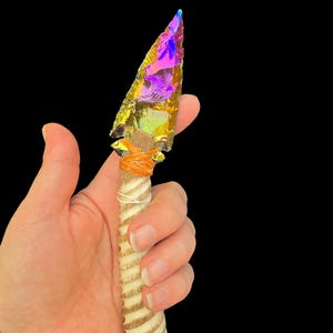 Bone Knife -  Rainbow Deer leg bone knife - Bone Athame - Rainbow Obsidian Bone Knife - Deer bone knife - Athame - Alter knife