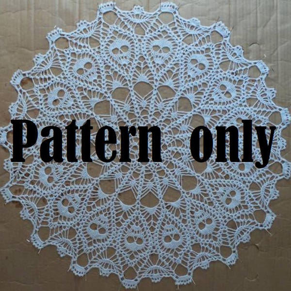 Crown of Skulls Doily Pattern - PDF - Downloadable pattern - Words and photos only - No Graphs