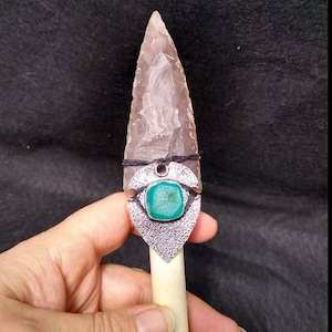 Evil Eye Bone Knife - Bone Athame - Knapped Blade -  Knife - Deer bone knife - Athame - Alter knife