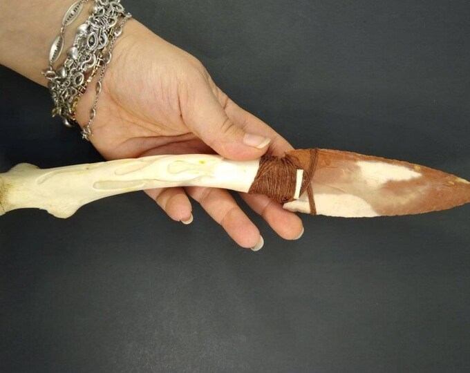 Carved Bone Knife Bone Athame Flint Knapping Carved Knife Deer Bone Knife Athame Alter Knife