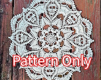 Doily Pattern - Beautiful Darkness Pattern  - PDF Doily PATTERN only - Words and photos only - No Graphs - English Only
